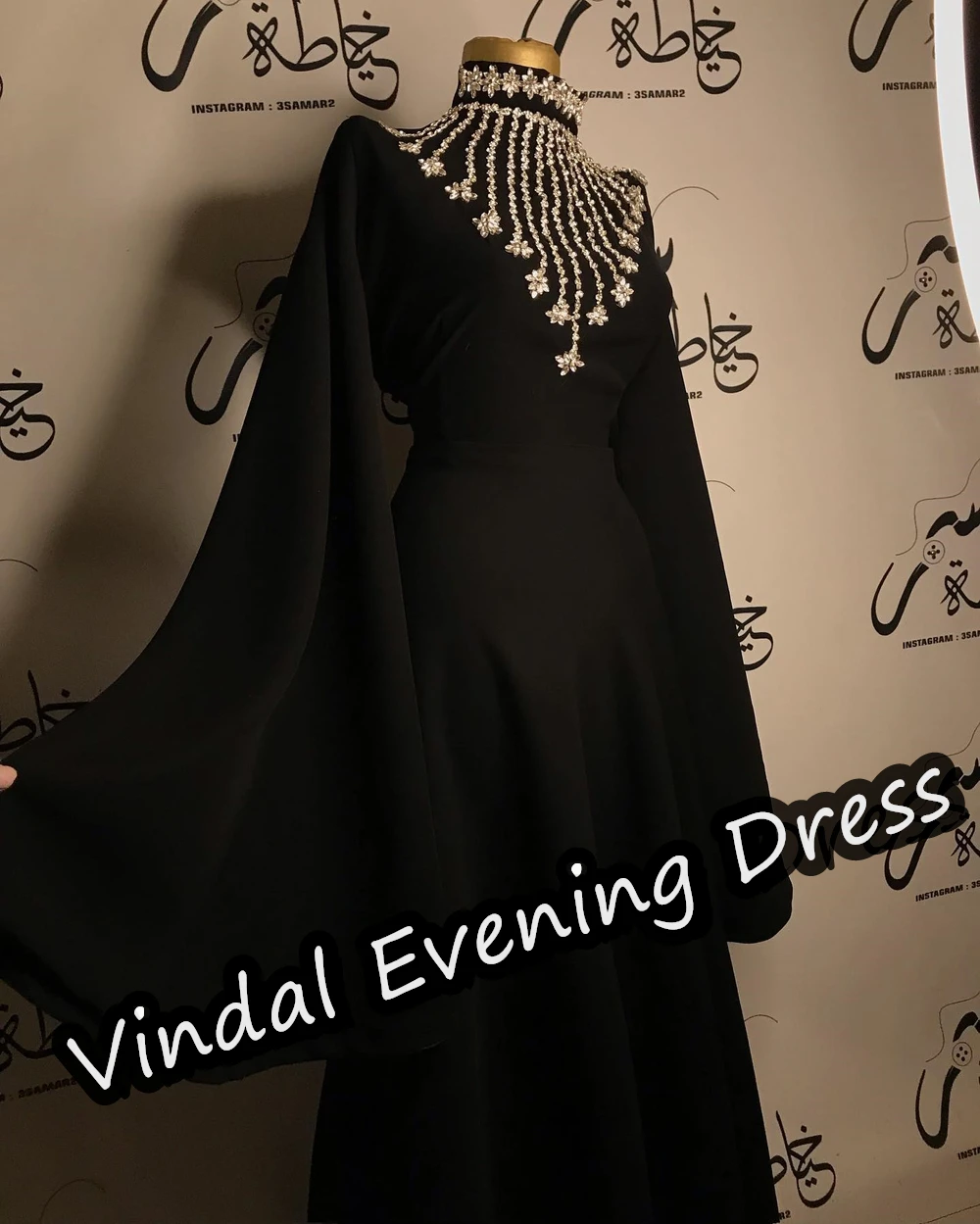 Vindal Evening Dress O-Neck Ankle Length Empire Beading Elegant Built-in Bra Sexy Crepe Long Sleeves Saudi Arabia For Woman 2024