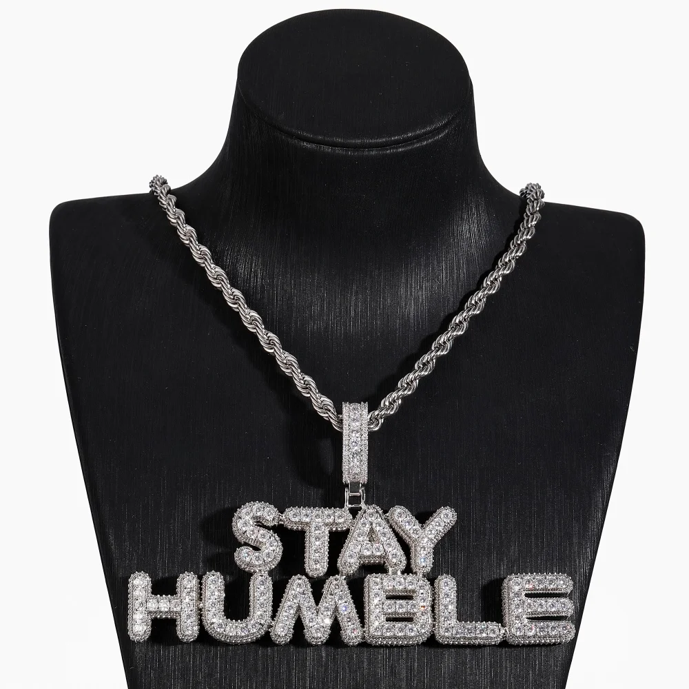 Custom Alphabet Intital Letter Pendant 5A+ CZ Necklace IcedOut Cubic Zirconia Gift For Men Women Irregular Shape Zircon Stones