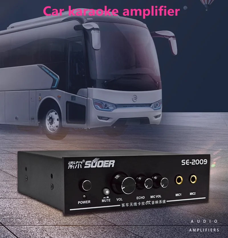 Hi-Fi SE-2009 24V 24W * 4 4.0 Canaux Bus Voiture Haut-Parleur Microphone Karaoké Réverbération Audio Amplificateur