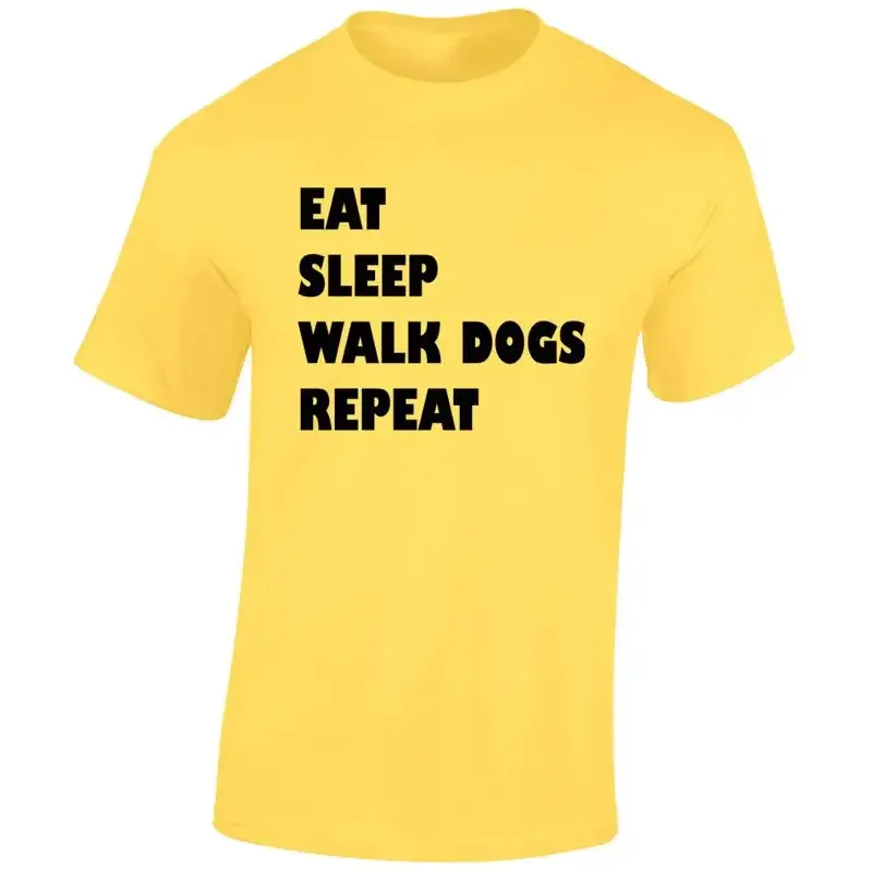 EAT SLEEP WALK DOGS REPEAT MENS T SHIRT COOL DOG LOVER ANIMAL CUTE GIFT IDEA TOP