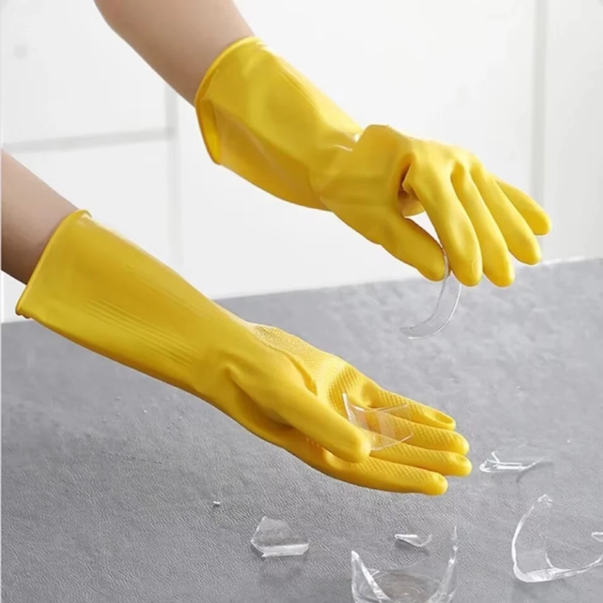 Latex Dishwashing Gloves Women's Waterproof Household Kitchen Washing Bowl Washing Clothes Vegetable Cleaning Household