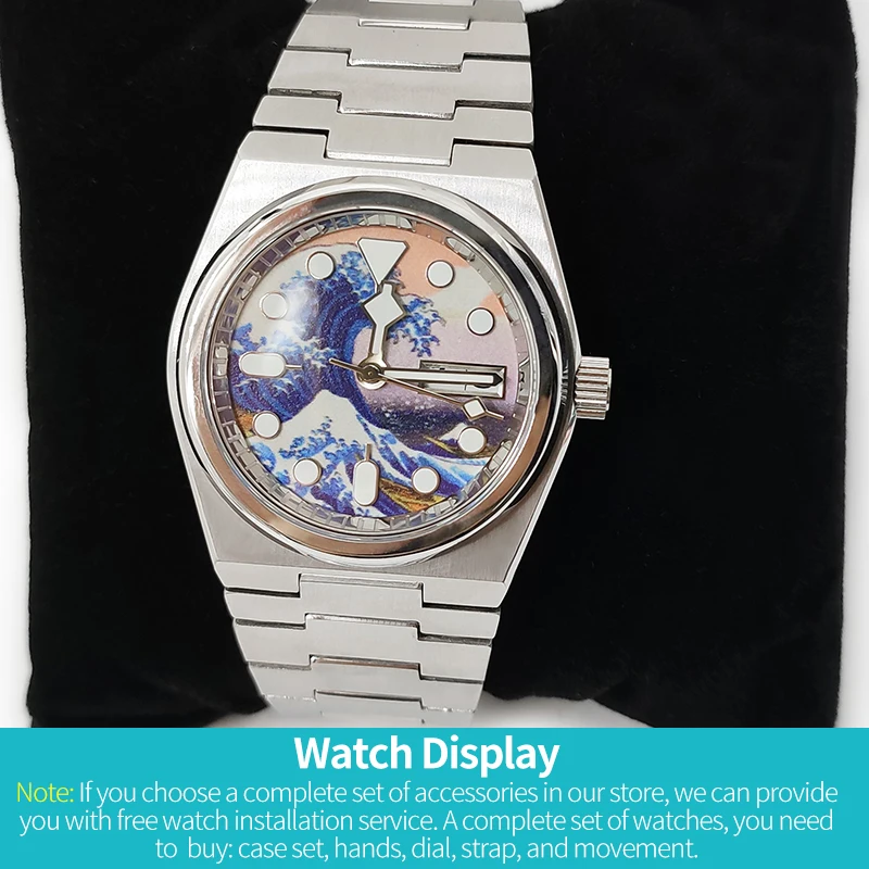 Silver PRX Watch Case Set Fits SKX07 Movement NH35 NH36 Stainless Steel Charpter Ring Case back Crown At 3 o’Clock Part