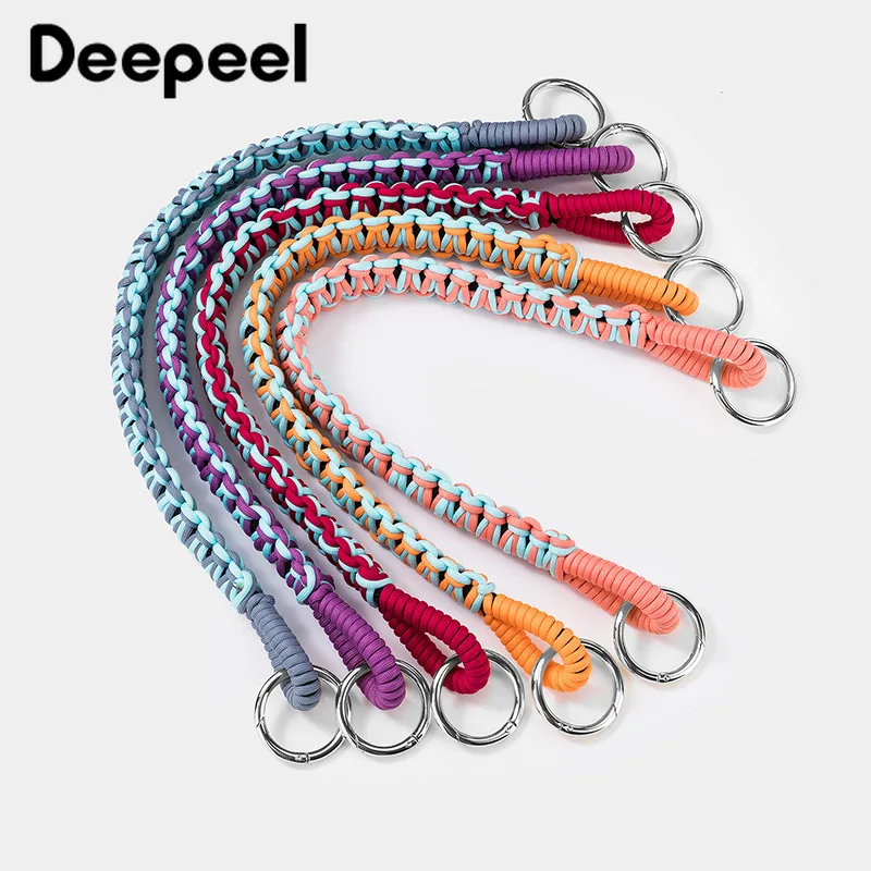 Deepeel 60cm Colorful Handmade Braided Bag Strap Purse Handbag Woven Straps Single Shoulder Underarm Bags Hardware Accessories