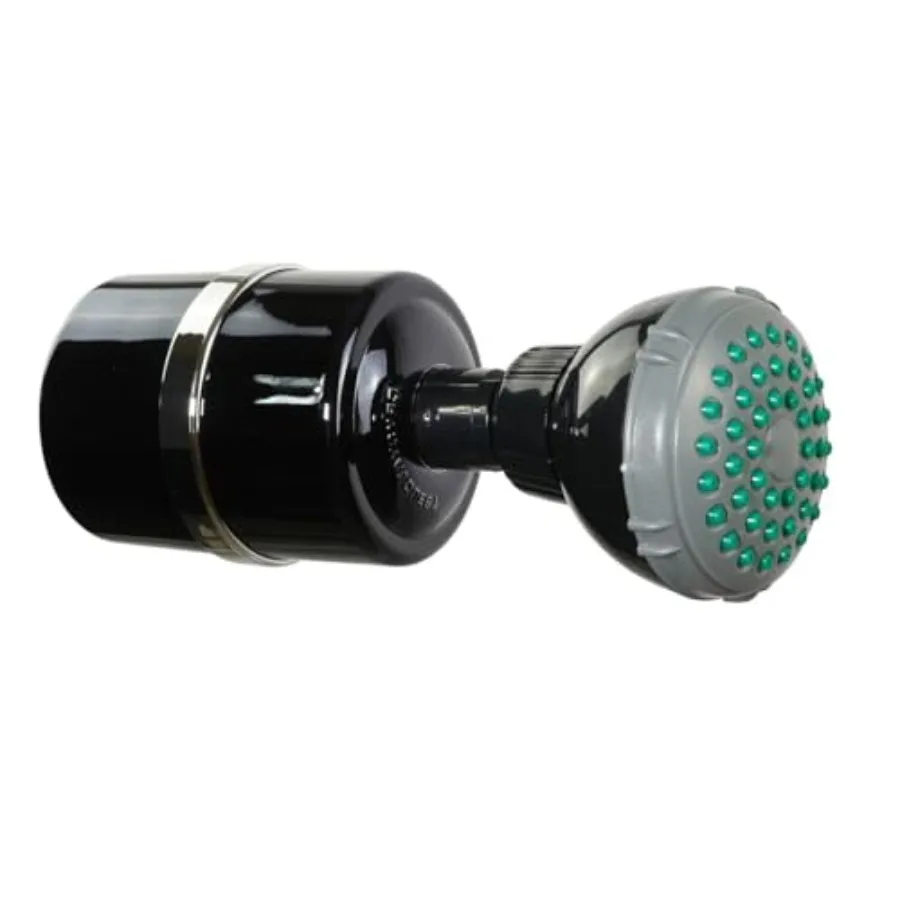 シャワーヘッド付きシャワーフィルター - ブラック - よりきれいな水のための高度な多段階ろ過 - 塩素を除去