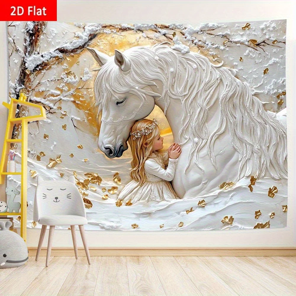Gorgeous Angel Tapestry, Vibrant Peach Skin Fabric Wall Art with 3D Effect, Soft  Hanging for Bedroom and Living Room Decor
