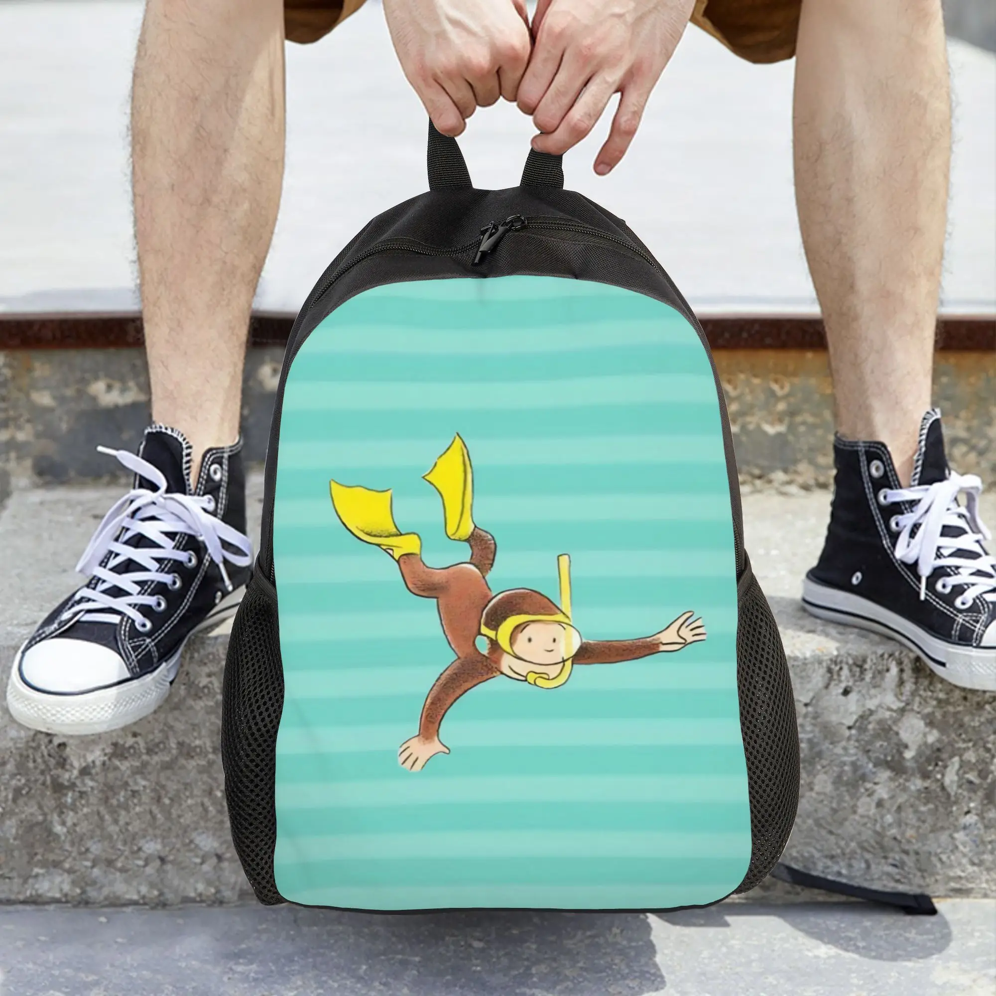 Curious Georges Monkey Cartoon Women Backpack Classical Student School Bag  Laptop Backpack Boys Girls Travel Shoulder Bag