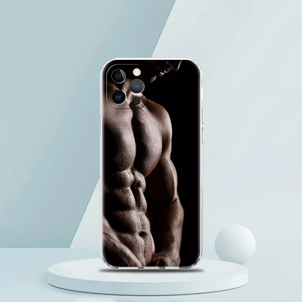 Male Abdominal Muscle Transparent Phone Case Cover for iPhone 16 15 14 13 12 11 Pro Max XR 8 7 Plus XS Max Shockproof Luxury Bag view 4