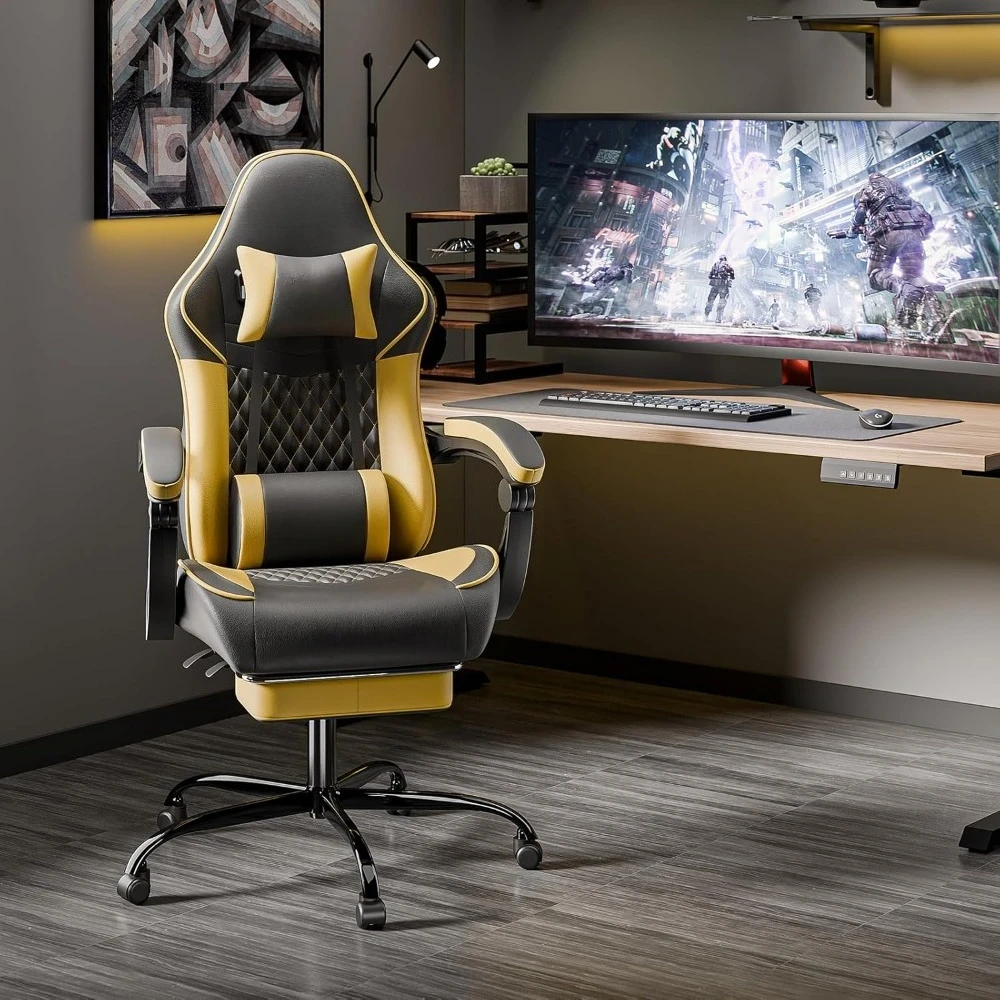 

Ergonomic Video Gamer Chairs Gaming Computer Chair Gamer Chairs for Adults Massage Lumbar Support Swivel Height Adjustable Headr