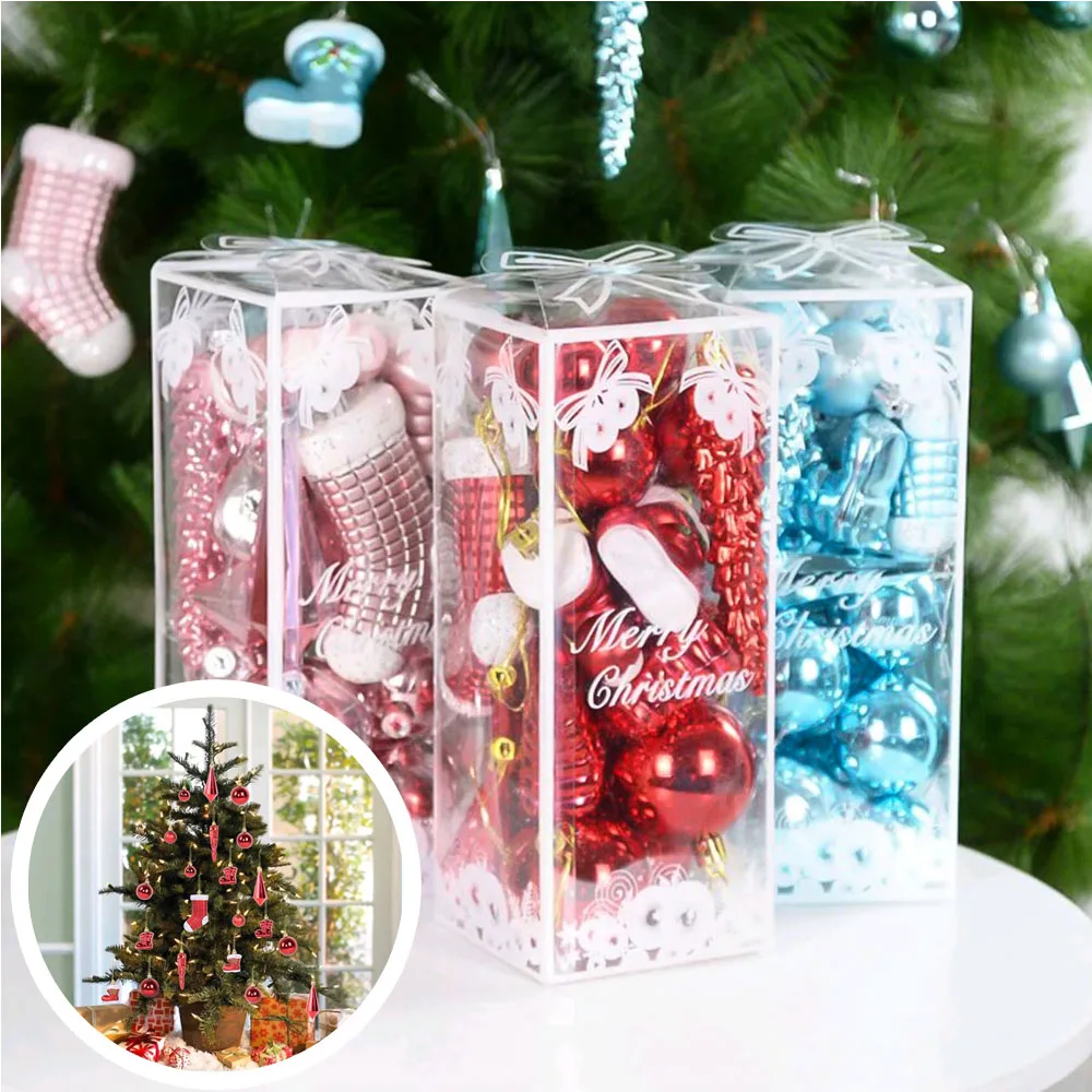 

21Pcs Xmas Tree DIY Decorations Hanging Ice Pendants Christmas Ball Ornaments Home Party 2024 New Year Gift Decor Supplies