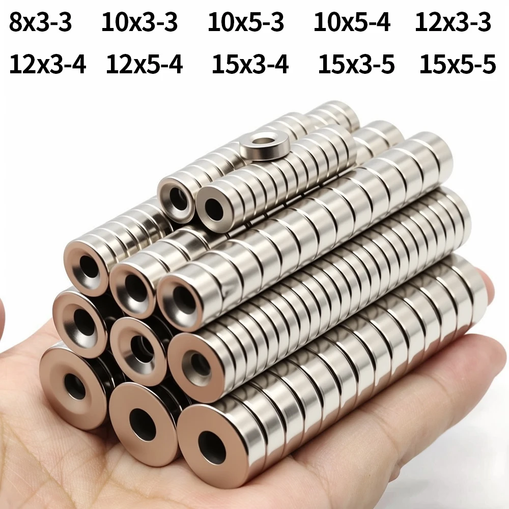 مغناطيس نيوديميوم قوي للغاية N35 NdfeB مغناطيسي دائم imanes مستدير مع ثقوب مغناطيس قوي للثلاجة