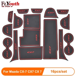 16pcs/set 3D Rubber Mat Non-slip Interior Cup Pad Door Groove Mat For Mazda CX-7 CX7 CX 7 Car door mat Auto Accessories Styling