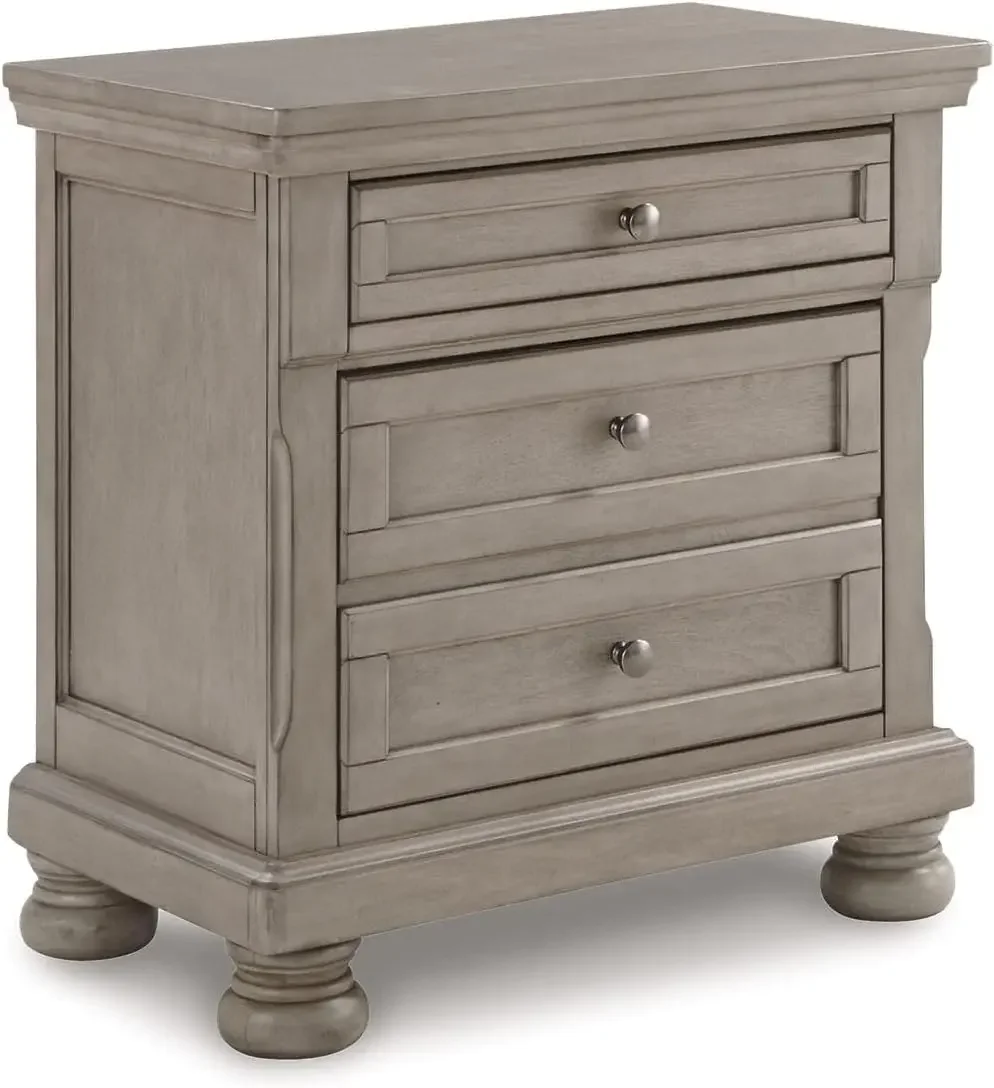 for Signature Design by Ashley Lettner Modern Traditional 2 Drawer Nightstand, Light Gray