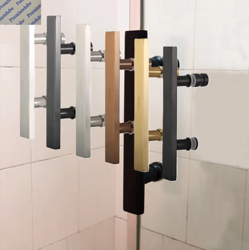 1Pc Shower Enclosure Rectangular Bar Pull Handle Knob Bathroom Glass Door Mirror Rose Gold Matte Black