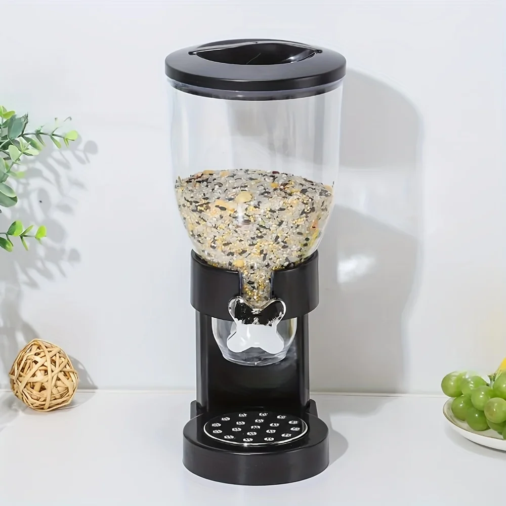 Dispensador de alimentos secos de un solo control, sin necesidad electricidad, contenedor multiusos de aperitivos, cereales y cere