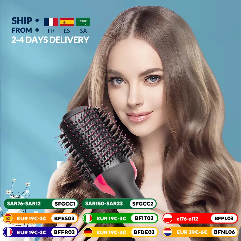 Hair Dryer Hot Air Brush Styler and Volumizer Hair Straightener Curler Comb Roller One Step Electric Ion Blow Dryer Brush