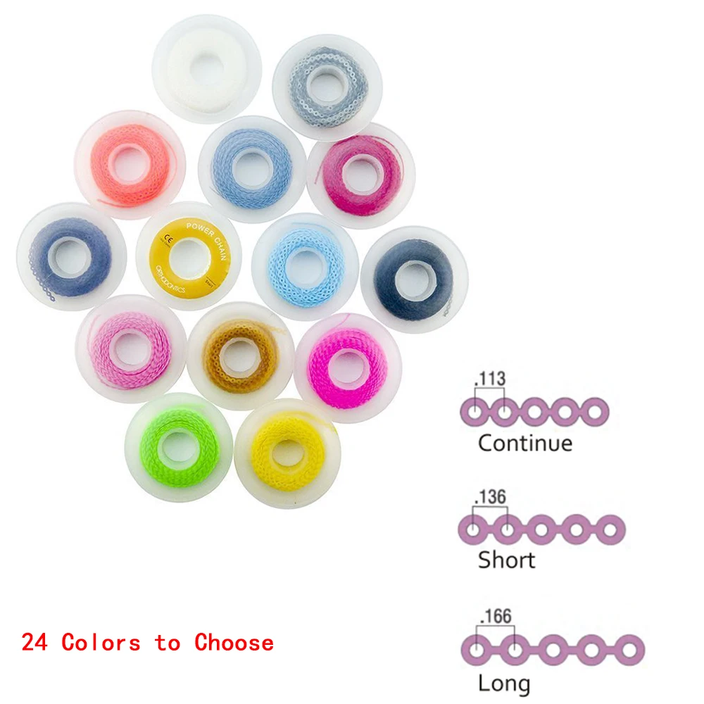 Orthodontic Elastolink Elastic Rubber Bands Ultra Power Chain 36 Colors Short Type