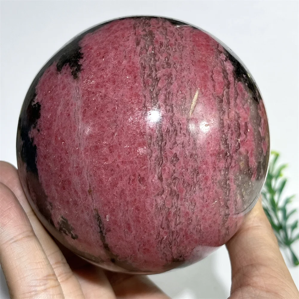 1527g Natural Crystal Rhodonite Sphere Ball Home Reiki Meditation High Quality Healing Decoration Gemstone Energy+Stand