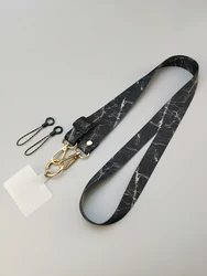 Marble Pattern Universal Adjustable Crossbody Cell Phone Lanyard Neckband Strap Rope Anti-Lost Phone Lanyards With Gasket Clip