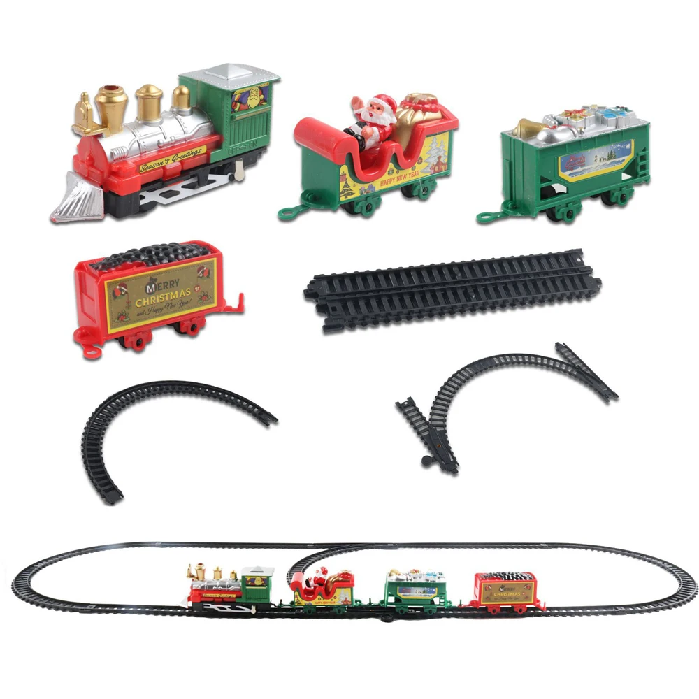 Natal trem elétrico brinquedo ferroviário carro mini trem pista presente quadro com som luz decorações ano árvore brinquedo de natal novo b037