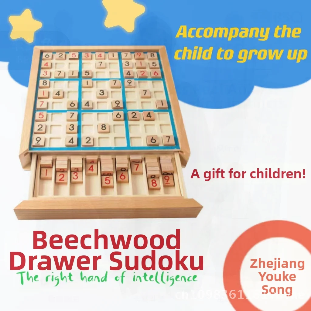 Houten Sudoku 9x9 Spel Schaakbord Educatief Bordspel voor Basisschoolkinderen Logisch Denkspeelgoed