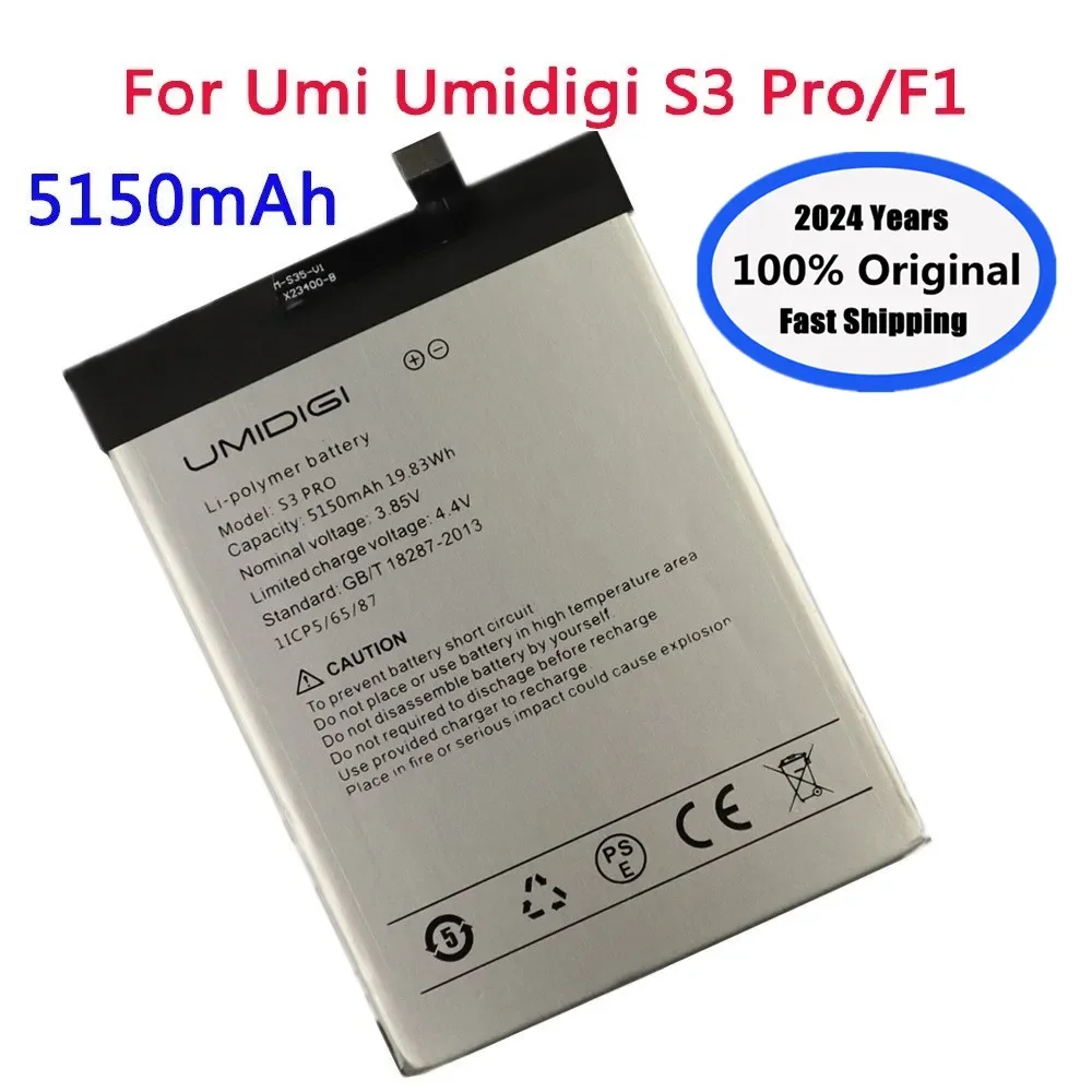 

2024 Years New 5150mAh Original Battery For UMI Umidigi F1 / F1 Play / S3 Pro S3Pro F1Play Mobile Phone Battery + Tools