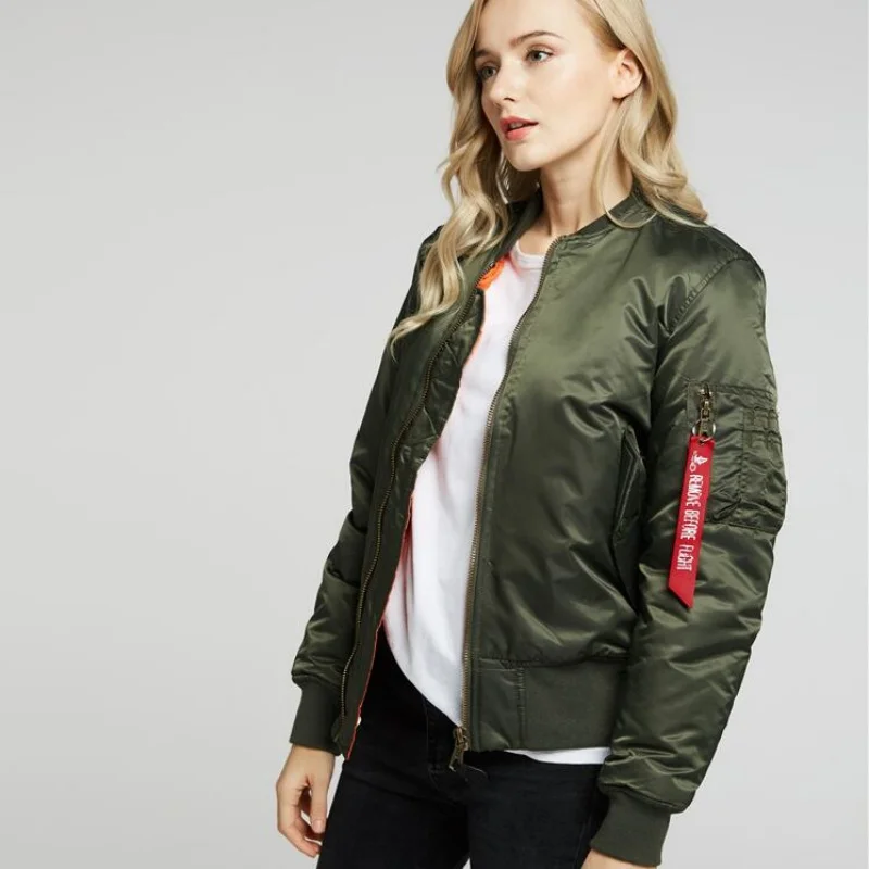 New DAFEILI Winter Autumn MA1 Bomber Jacket Women Military Tactical Thick Padded Coat Aviator Pilot Girls Baseball Bomber Jacket