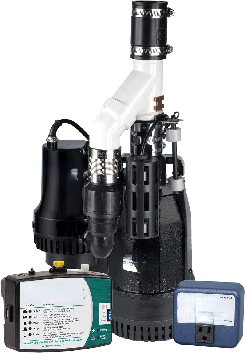 

Primary and Battery Backup Sump Pump System with Smart WiFi Capable and 24-Hour-a-Day Monitoring Controlle