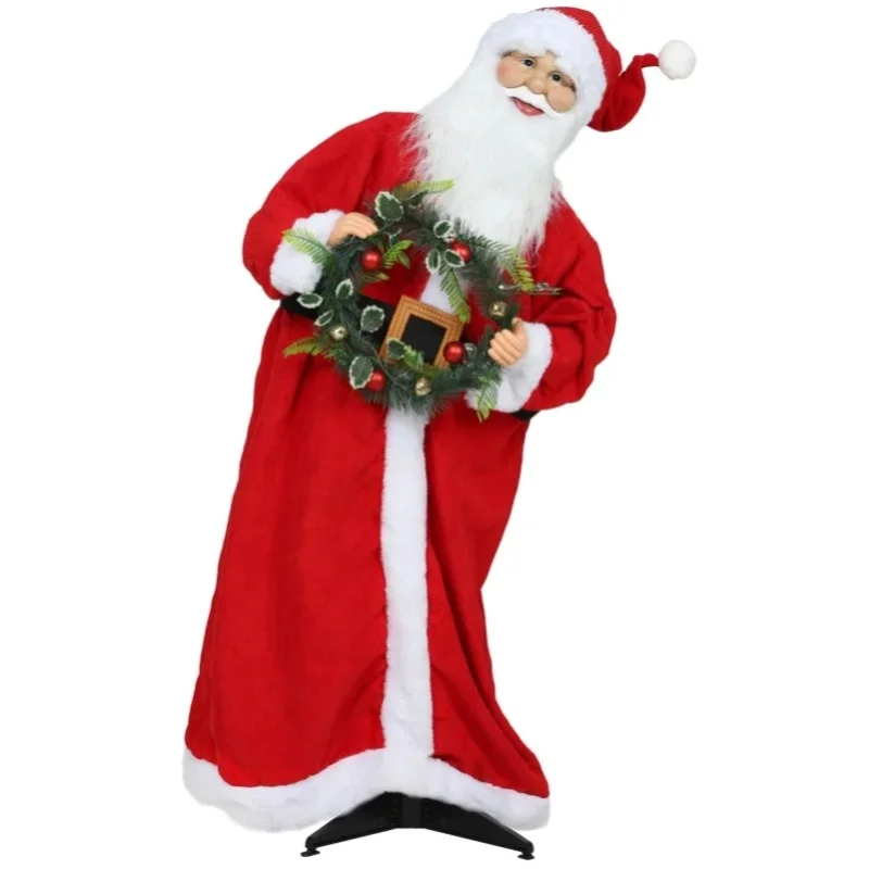Figurka Świętego Mikołaja, stojący Święty Mikołaj, sterowanie głosem, świąteczna muzyka, ruchome ramiona, 110 cm, czerwony. (Red) — Zdjęcie 2 z 2