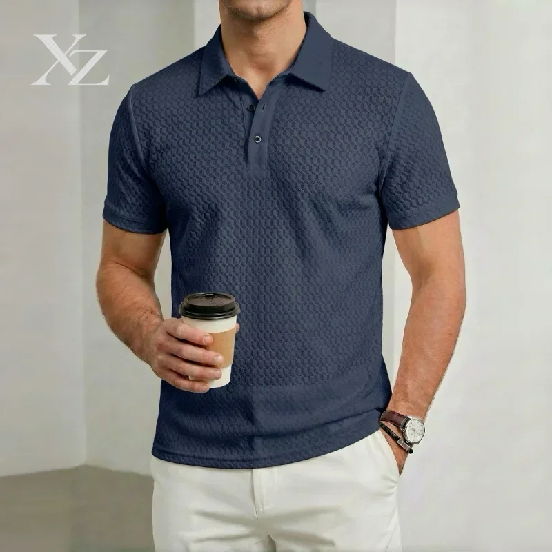 Men's Short-Sleeved Polo Shirt, Summer Casual Button-Down Placket Street Style T-Shirt, Sizes S-3XL