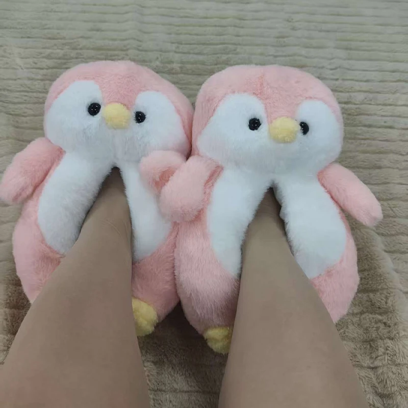 

Kawaii Cartoon Penguin Cotton Slippers Package Thick Bottom Non-Slip Soft Bottom Home Shoes Autumn Winter Ladies Indoor Warmth