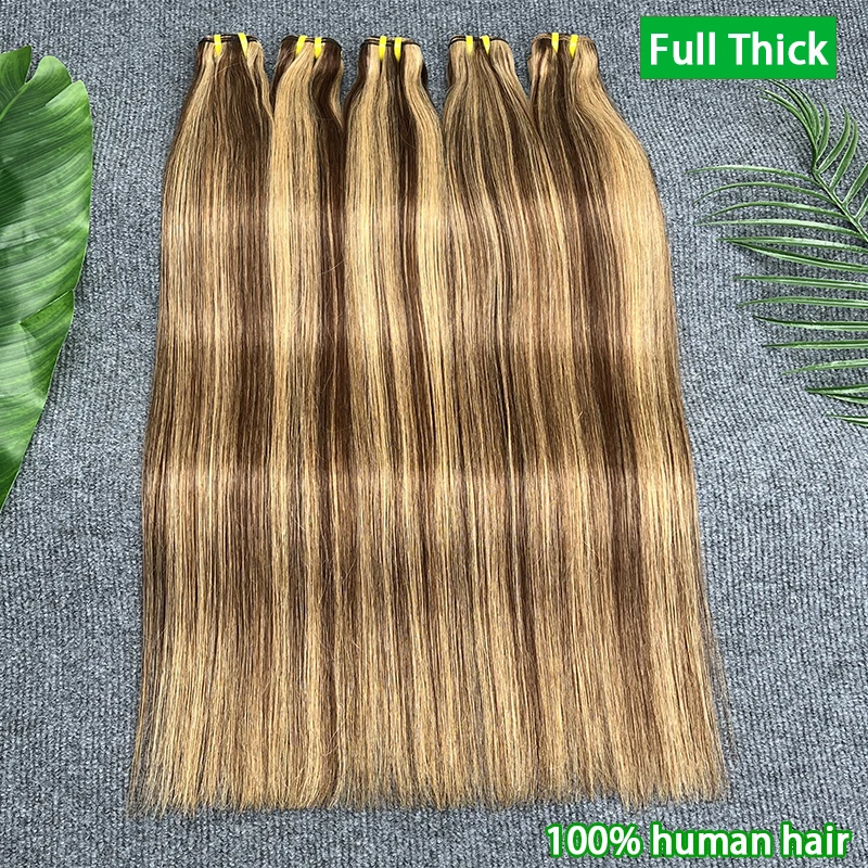 

#P4/27 Highlight Straight 100% Human Hair Bundles Ombre Brown Blonde Hair Extensions Raw Virgin Hair Weave 15A Colored Bundles