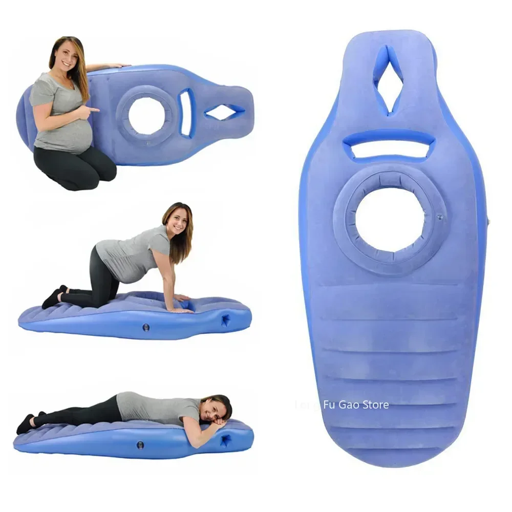 

Yoga Mat for Pregnant Women Comfortable Flocking PVC Inflatable Mattress with Hole Exercise Home Sports Gym Fitness Pilates Pads