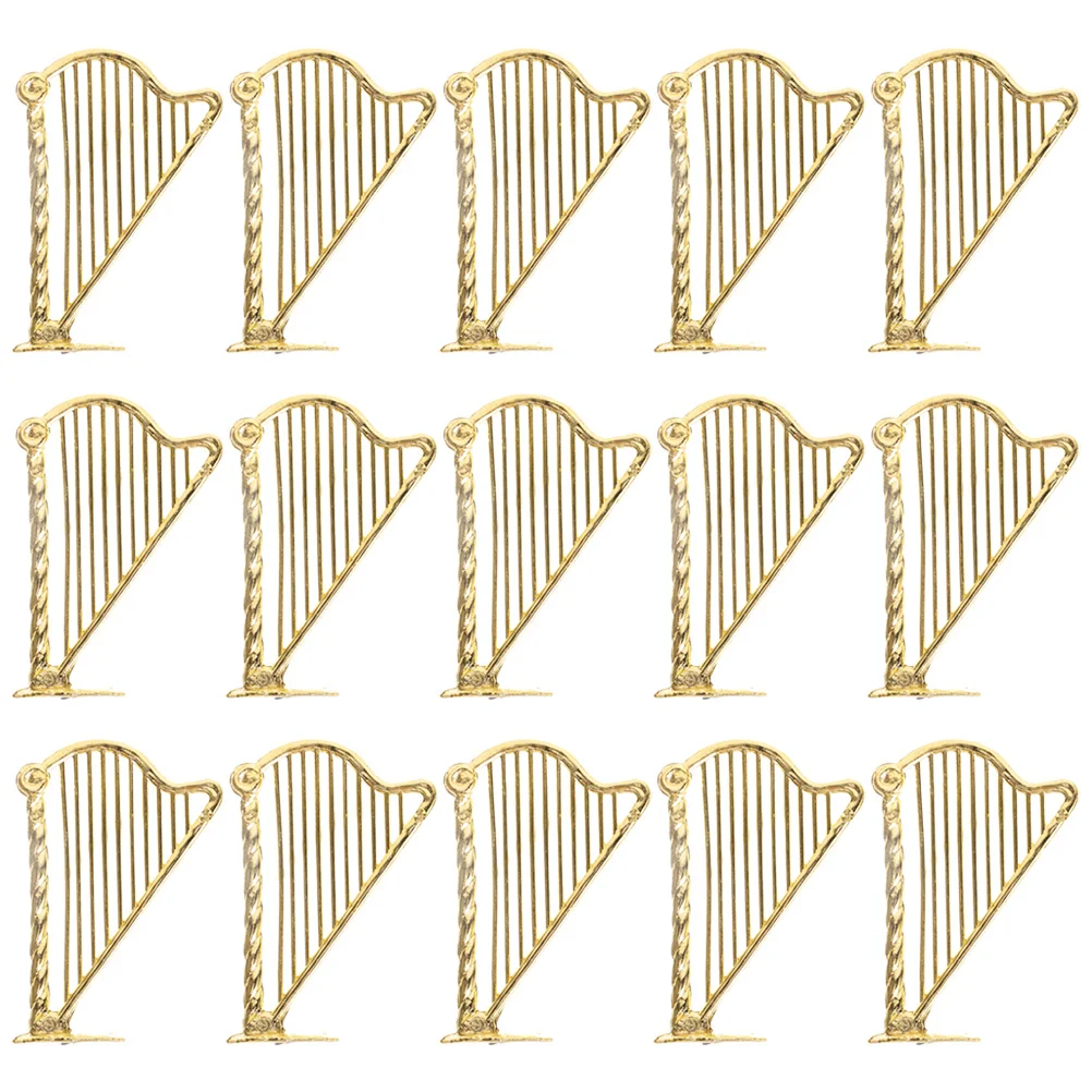 

15Pcs Miniature Harp Shape Ornaments Realistic Design Musical Instrument Decor for Holiday Christmas Tree Home Display