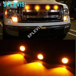 4x Front Grille Bumper Grill Hood Amber LED Lights For Dodge RAM 1500 2500 3500 Ford F150 250 350 450 550 Silverado 1500 HD