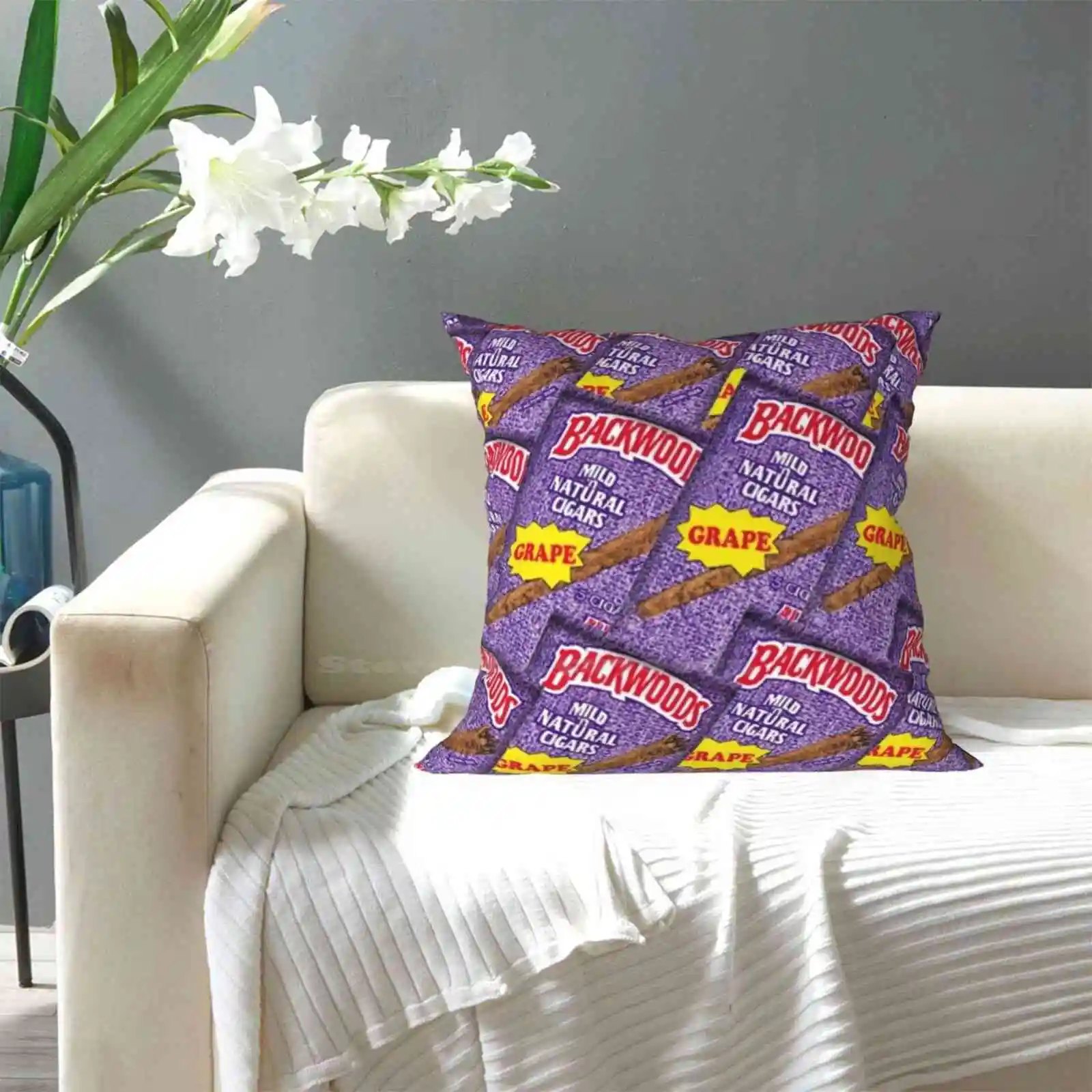 Only Backwoods Funny Cute Decor Square Pillowcase Backwoods Grape