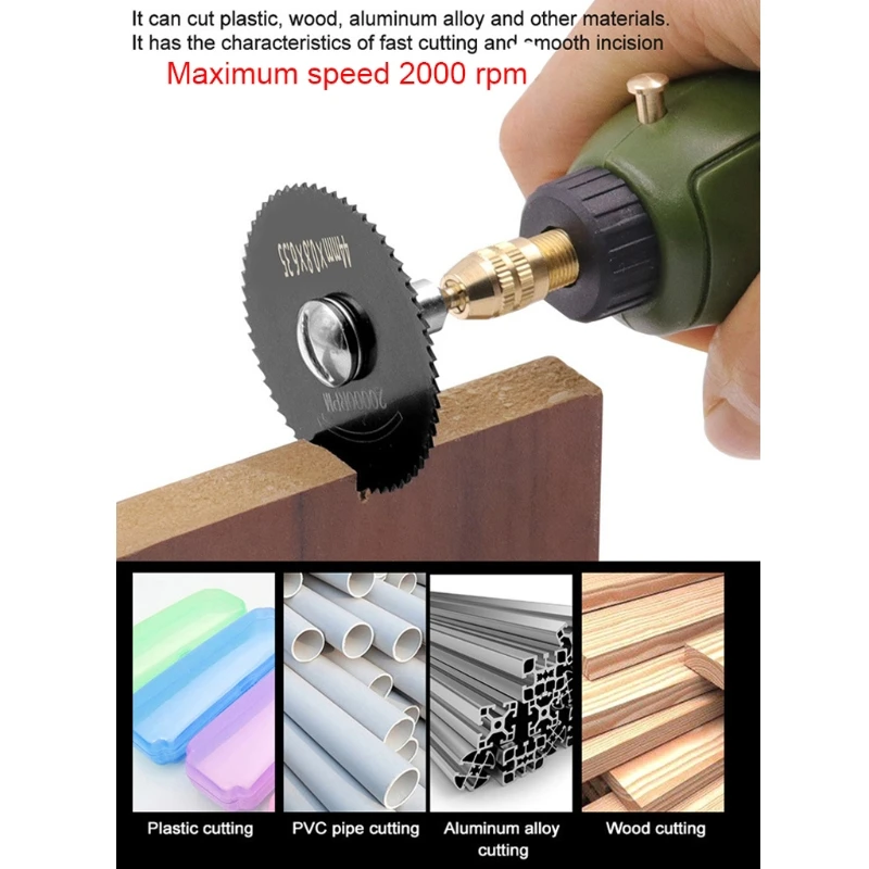 M6CF 7 Pcs HSS Rotary Tool Mini Circular Set Cutting Discs Mandrel Mini Drill with Extension Rod