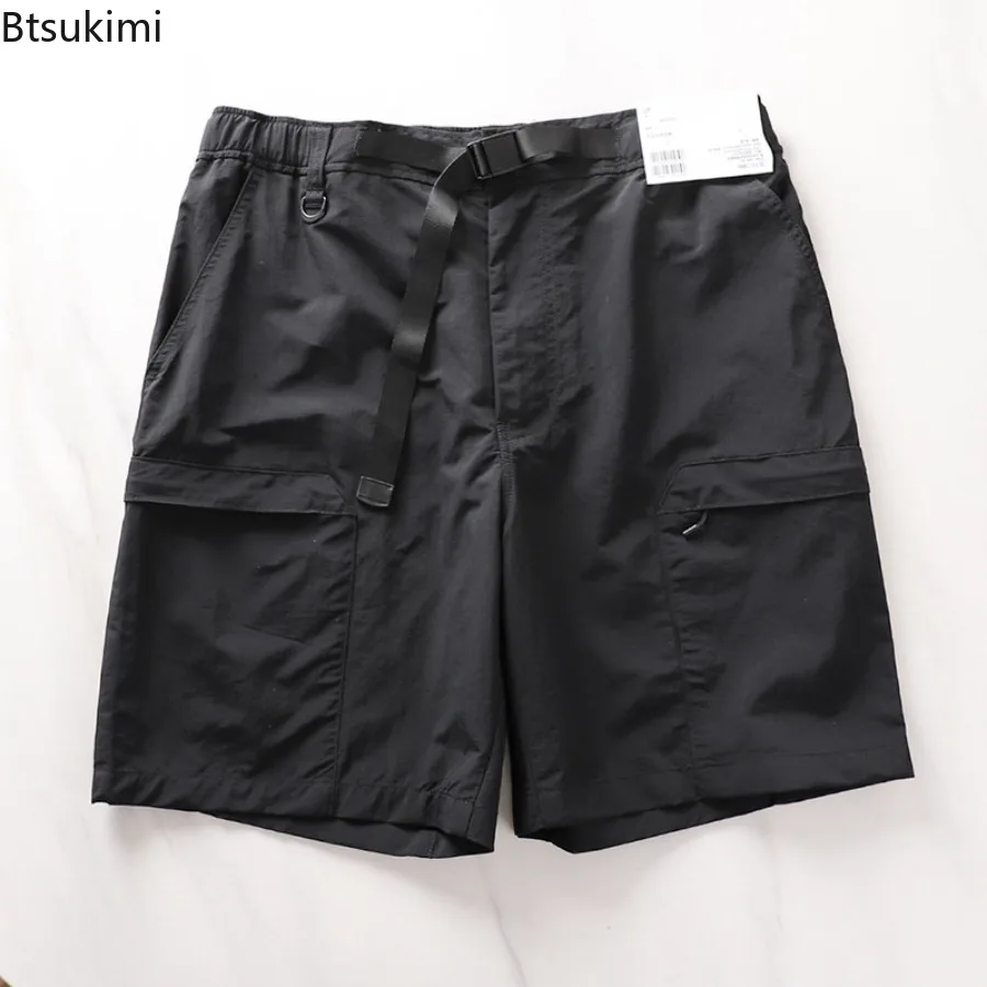 Men's Solid Color Outdoor Casual Straight Shorts Male Comfortable Loose Thin 5-point Shorts Outdoor Sports Quick Drying Shorts