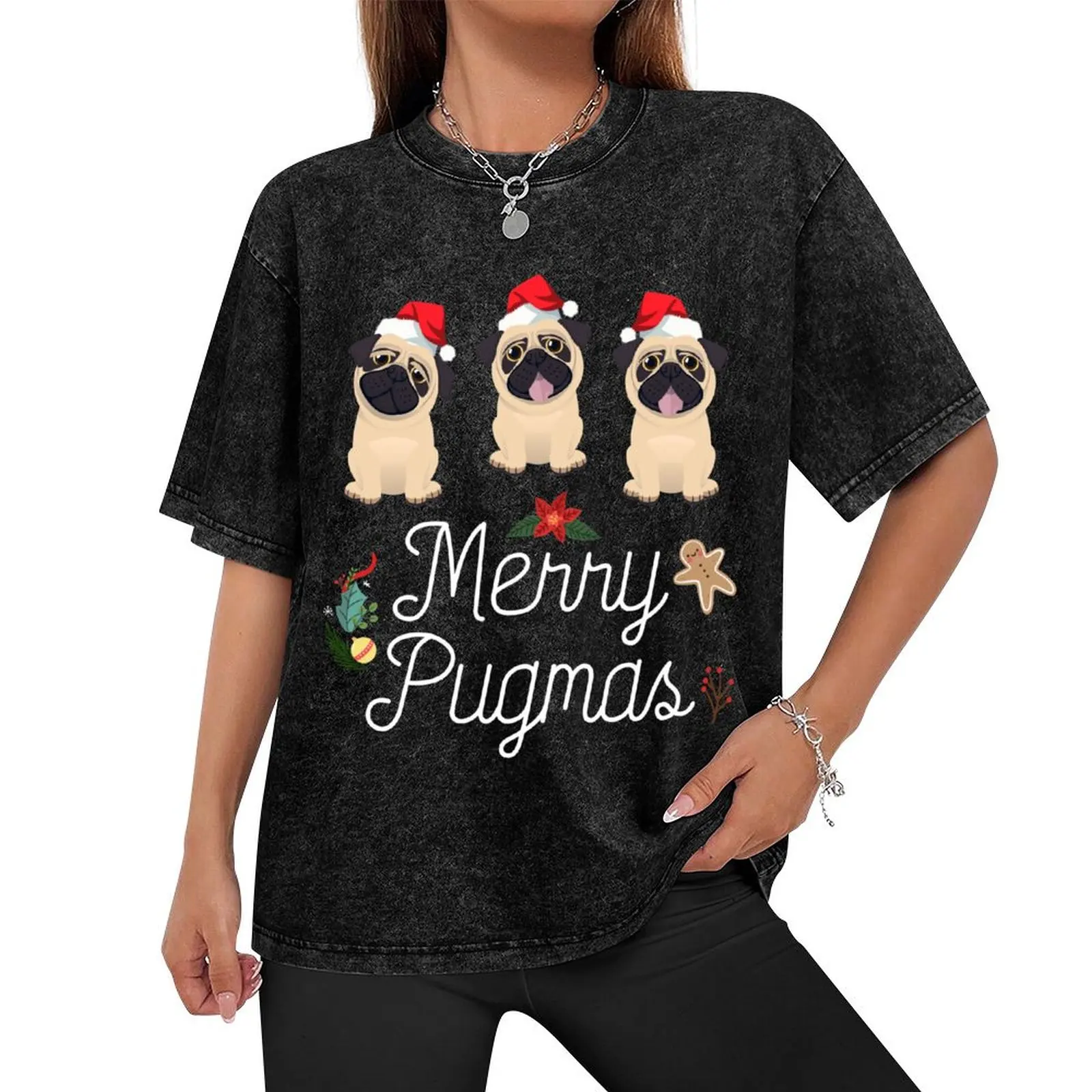 Christmas Pugs Merry Pugmas T-Shirt aesthetic clothes Short sleeve tee summer tops mens graphic t-shirts