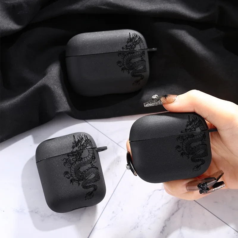

Dragon Design Earphone Case for AirPods Pro/Pro2 TPU Wireless Bluetooth Cover for AirPods 3/4 Protector with Keychain Case