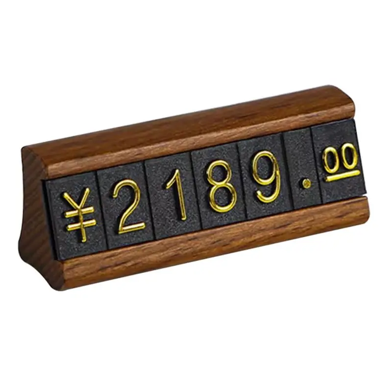 A32HOT-30 Sets Mini Wood Combined Number Price Cube Tag Jewelry Adjustable Number Pricing Label Sign Holder Card Stand B