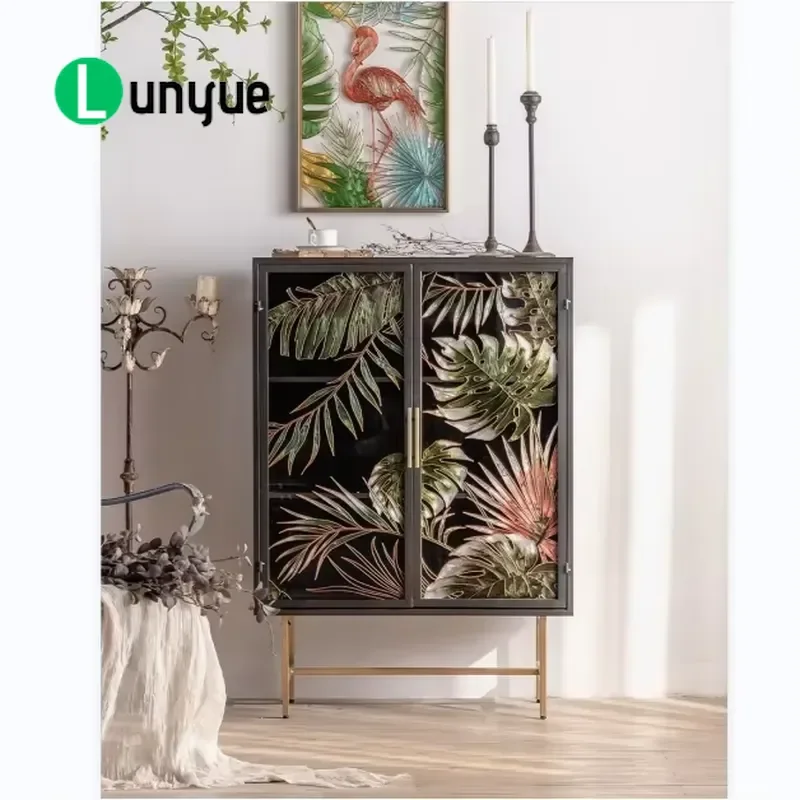 High Quality Wooden Cutlery Cabinet Household Furniture Locker with Metal Cross Base for Kitchen Dining Room Storage