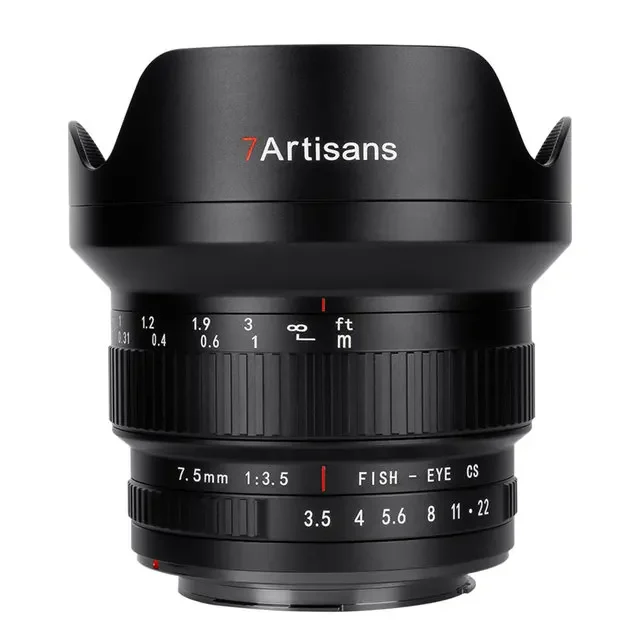 7Artisans 7.5mm F3.5 Wide angle Manual Focus APS-C DSLR SLR Camera Lens for Canon EF-S T3I 77D 80D Nikon F D7500 D90