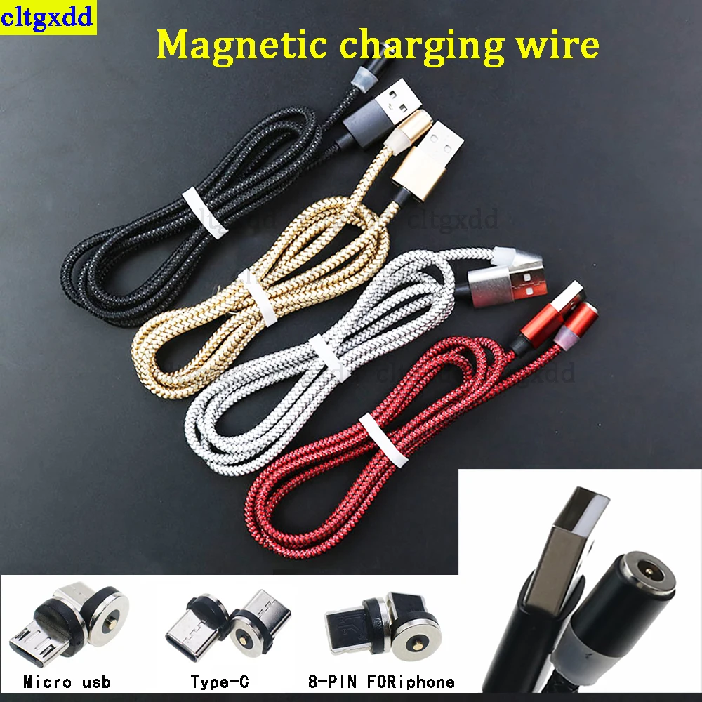 

cltgxdd 1piece magnetic charging cable 3-in-1 magnetic suction data cable mobile phone charging braided micro USB Type-C