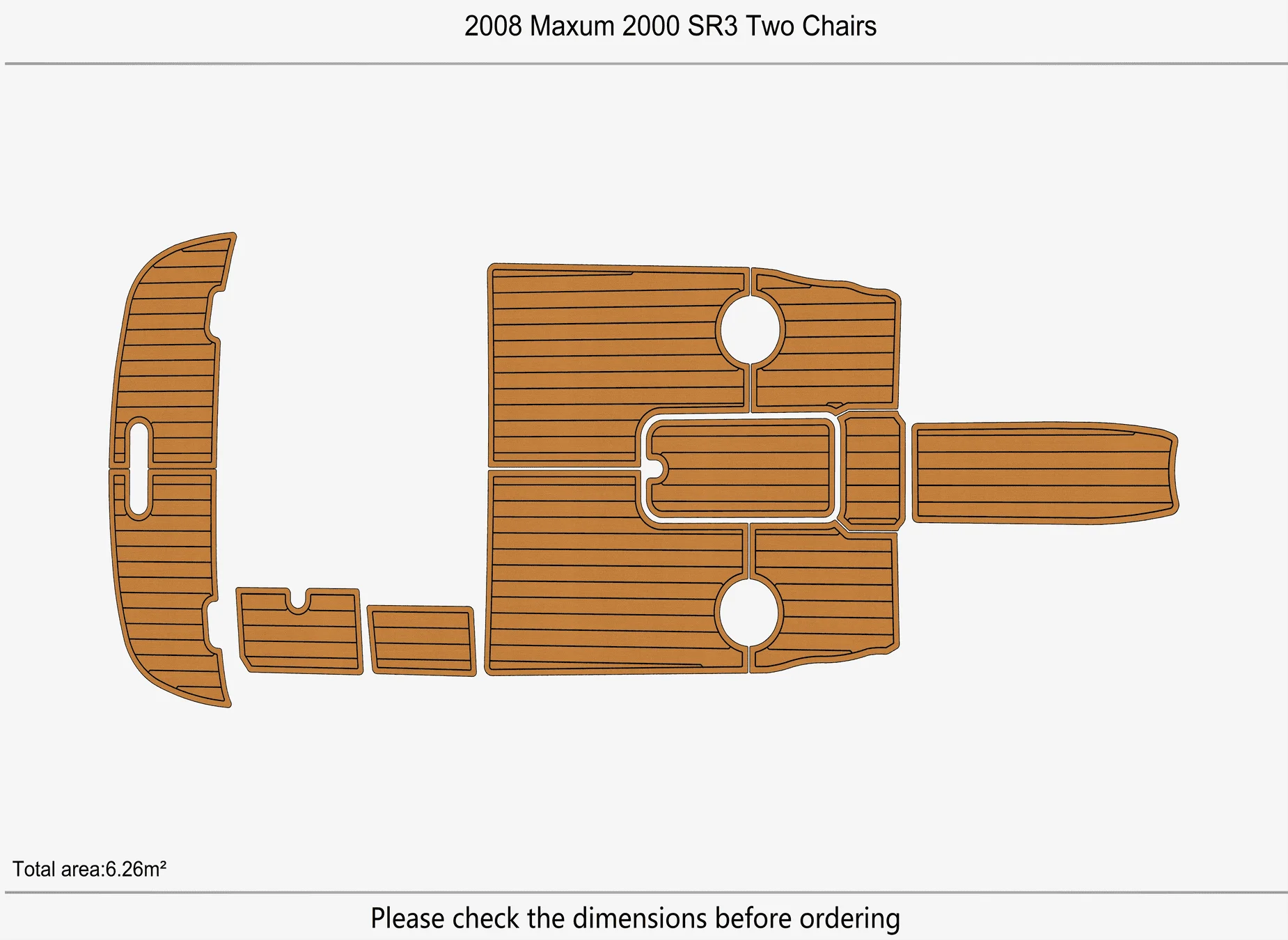 Self-Adhesive faux Teak EVA Marine Mat - 2008 Maxum 2000 SR3 Two Chairs 6mm (1/4