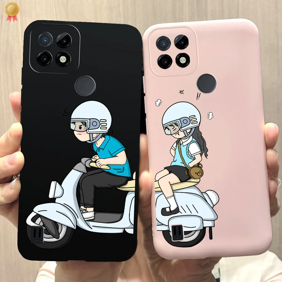 For Realme C21 C 21 Y Case Cute Cat Boys Pink Black Shockproof Soft TPU Silicone For RealmeC21Y Back Cover On RealmeC21 Y Case