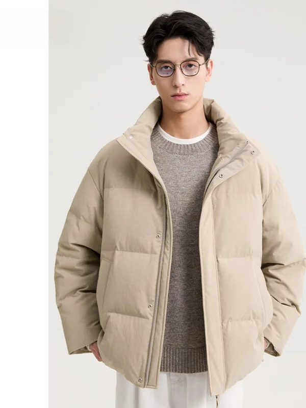 

Мужская пуховая куртка с воротником-стойкой, 90% пуха, утепленная, ветрозащитная, повседневная, модная, на молнии, для активного отдыха