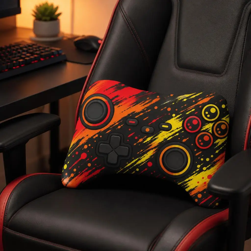 Gaming Controller Plush Pillow Arcade Gamepad Cushion Stuffed Throw Pillow Gamer Gift for Gaming Room Sofa Decor Color Splash
