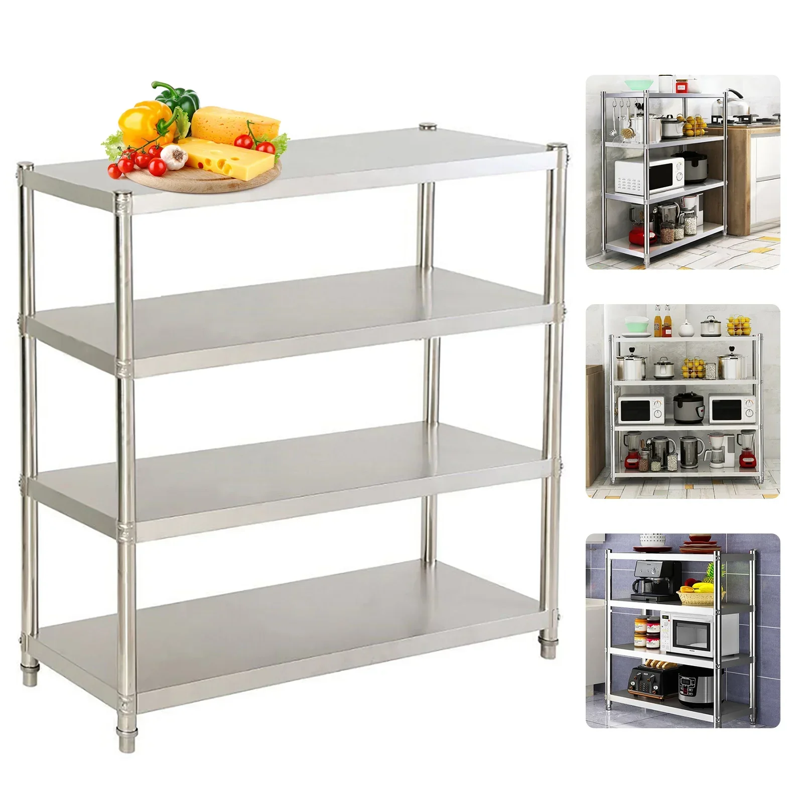 4 Floors Wall Stainless Steel Wall Board Wall Kitchen Shelf 150cm  Stainless steel shelf Kitchen