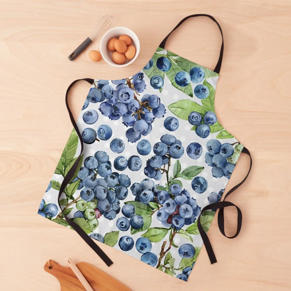 

Watercolor blueberry Apron Customizable Woman Waterproof Kitchen For Women Teacher Apron