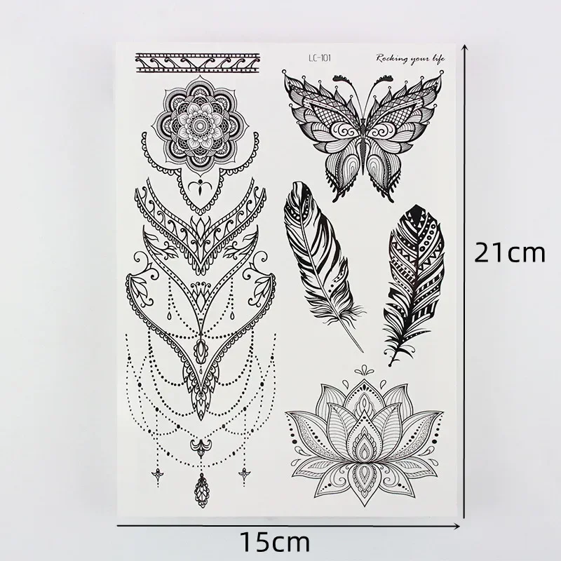 Henna Tattoo Temporary Waterproof Sticker 6 Months Sexy Girls Naked Women Fake Tattoos Long-time Festival Accessories Body Art